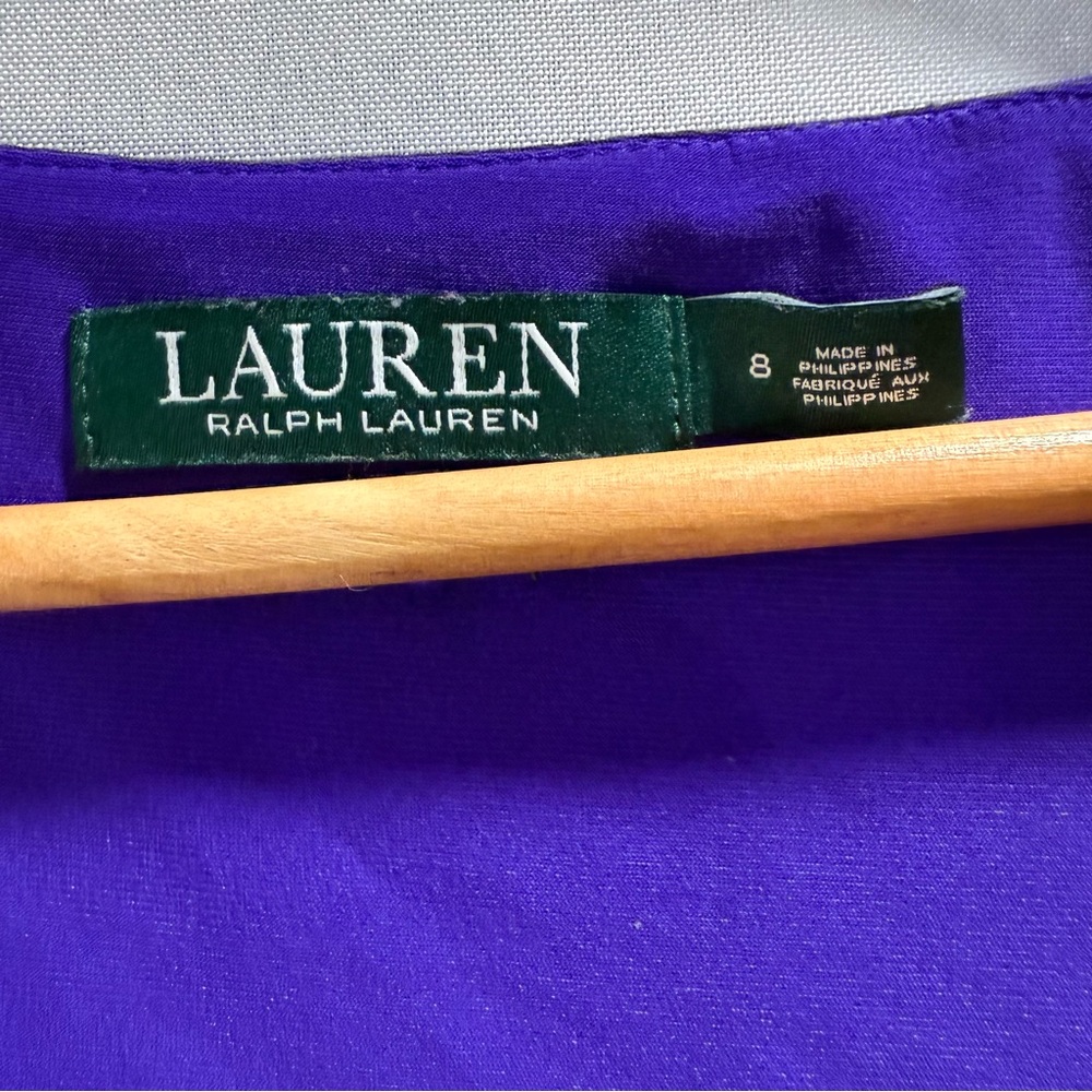 Lauren Ralph Lauren Purple Ruched Flutter Sleeve Dress Women’s Size 8 - Picture 2 of 7